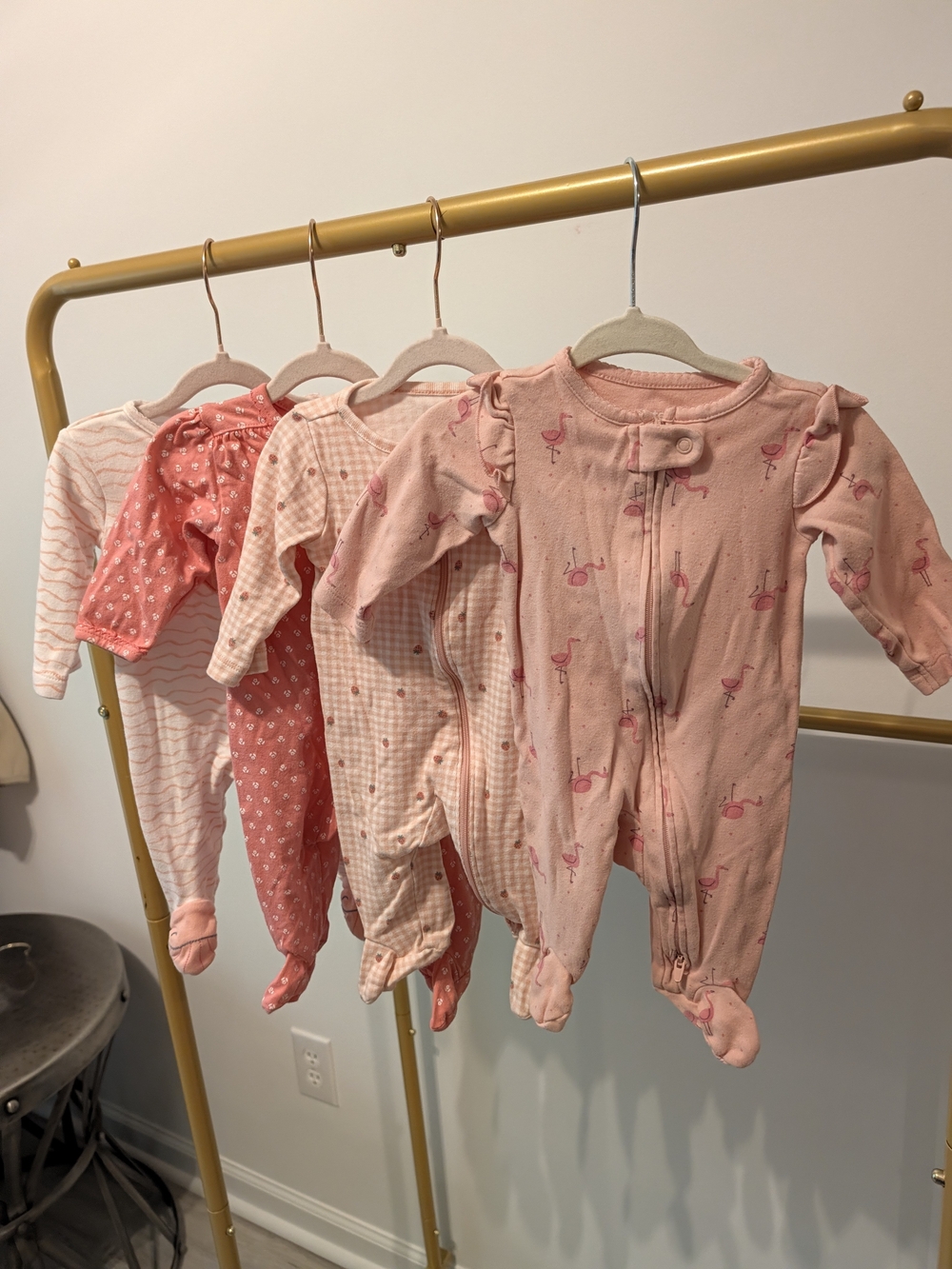 Variety of Four Carter's Pink Footed One-Piece